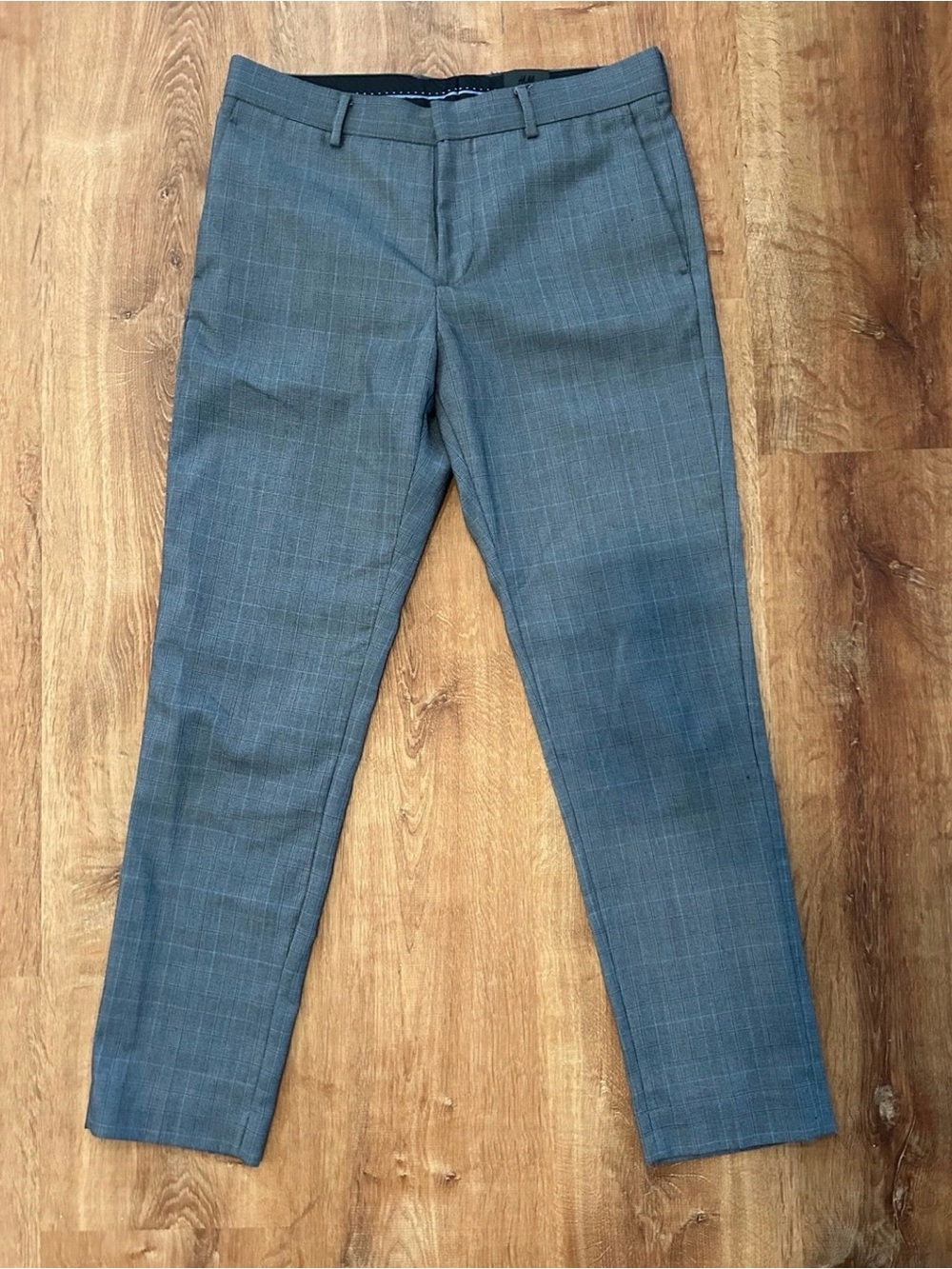 H&M Men's Gray Plaid Dress Pants